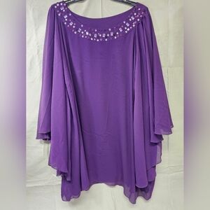 Added Dimensions For Catherines Purple Embellished Chiffon Tunic Size 4x